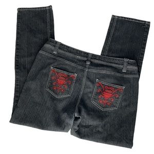 Kamikaze Denim Jeans Womens Dark Wash Black Stretch Straight Leg Size 15/16